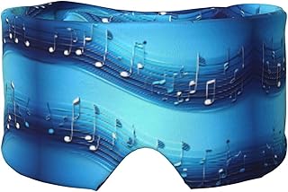 Máscara de ojos con estampado de notas musicales, ultradelgada, transpirable, ajustable, color azul cielo