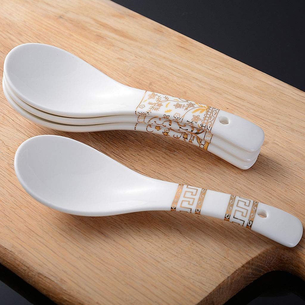 Ensemble de cuillères à Soupe en céramique, Petite cuillère Haut de Gamme, cuillère à Riz, 10 pièces, cuillère en Porcelaine de Style européen, Longueur de 5,5 Pouces, 5 Motifs, CU