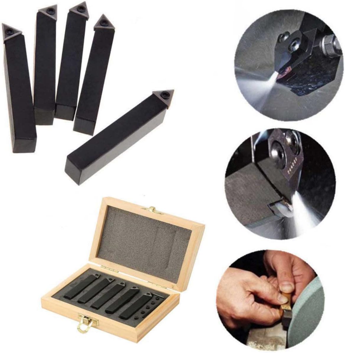 OSALADI 5pcs Indexable Carbide Inserts Lathe Tool 12.7mm Turning Insert for Lathe Turning Tools