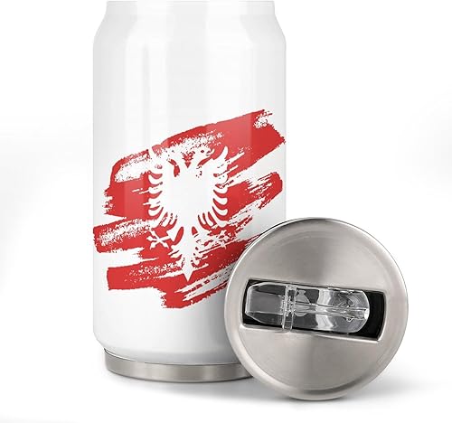 Miniatura 8 de Vinage - Taza de café con diseño de bandera albanesa con tapa y pajita, con aislamiento de acero inoxidable, taza de café para bebidas frías y