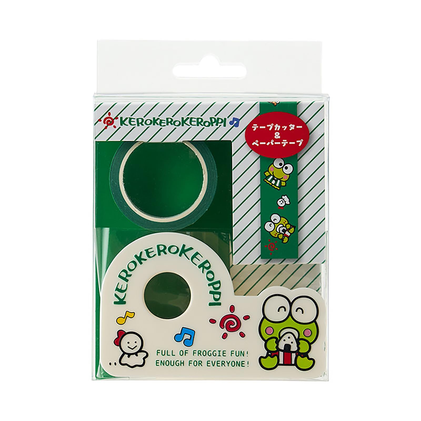 Sanrio Keroppi Tape Cutter Dispenser with Paper Tape Embossed Japan