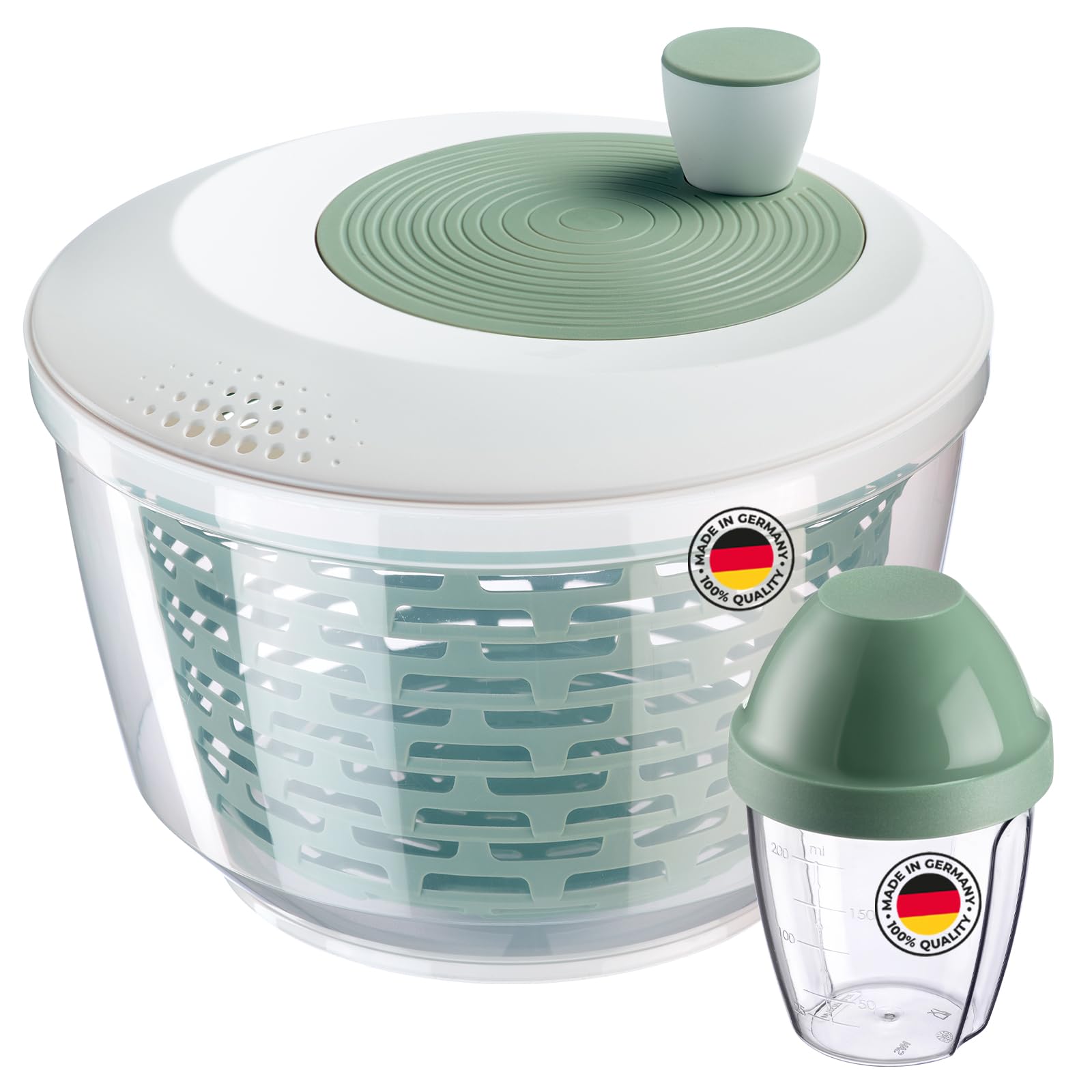 Westmark Salad Spinner – Ideal for Washing, Spinning, and Serving Salad, Space-Saving Salad Bowl with lid and Pouring spout, Non-Slip, 4.4 l – Plastic, BPA-Free