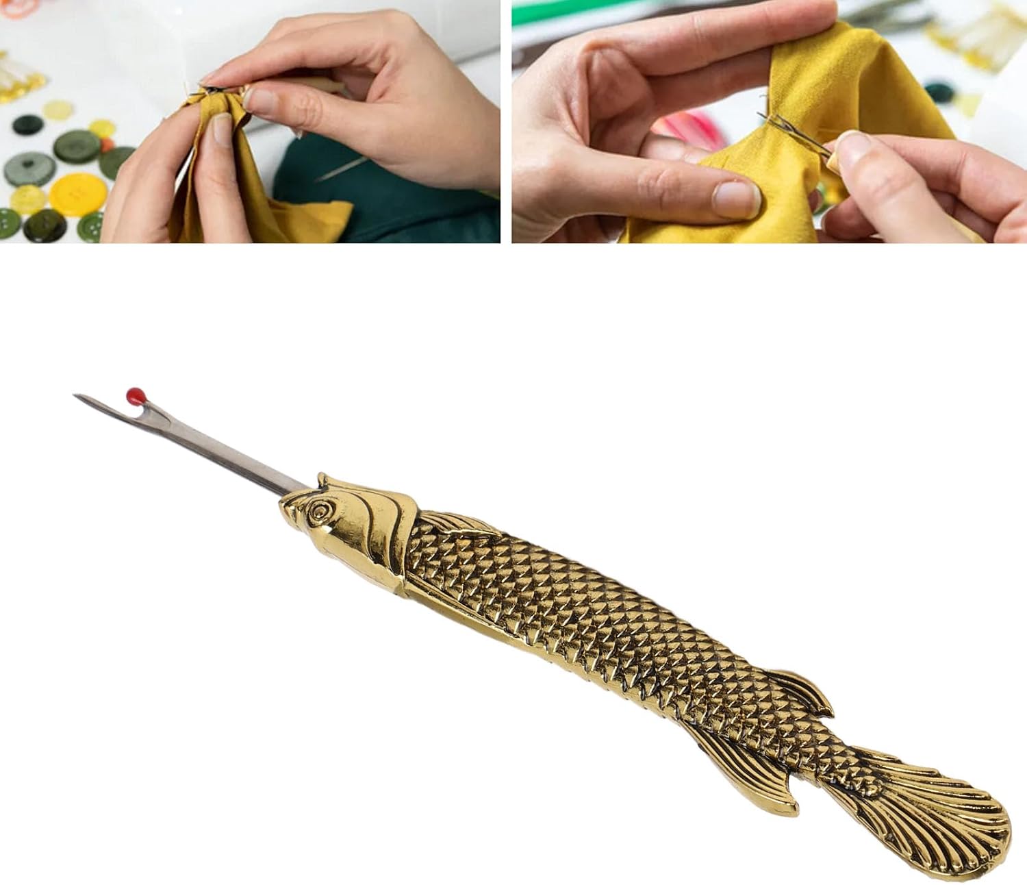 Seam Ripper Tool, Stitch Remover Tool Seam Ripper Retro Exquisite Zinc Alloy and Steel Handy Seam Thread Remover Seam Ripper Stitch Unpicker for Sewing (Gold)