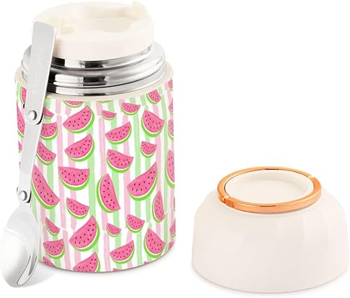 Miniatura 1 de MCHIVER Watermelon Food Jar with Spoon Stainless Steel Vacuum Insulated Food Container 17oz Food Thermos for Lunch