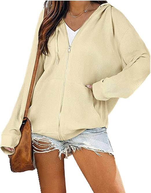 Women's zipper hooded sweater casual 