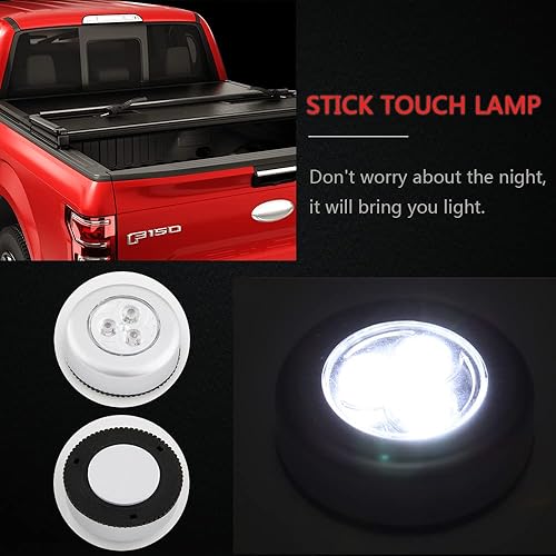 Miniatura 5 de CARMOCAR Cubierta rígida de tres pliegues para camioneta Toyota Tacoma de 5 pies, color negro, con luz LED