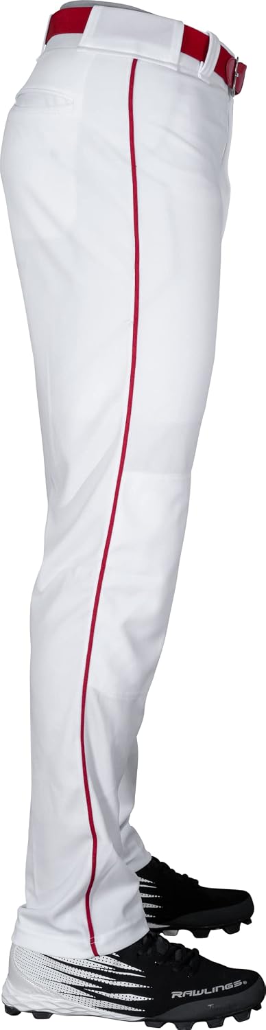 Rawlings | Men’s Semi-Relaxed Full Length Baseball Pants | Piped | Adult Sizes | Multiple Colors