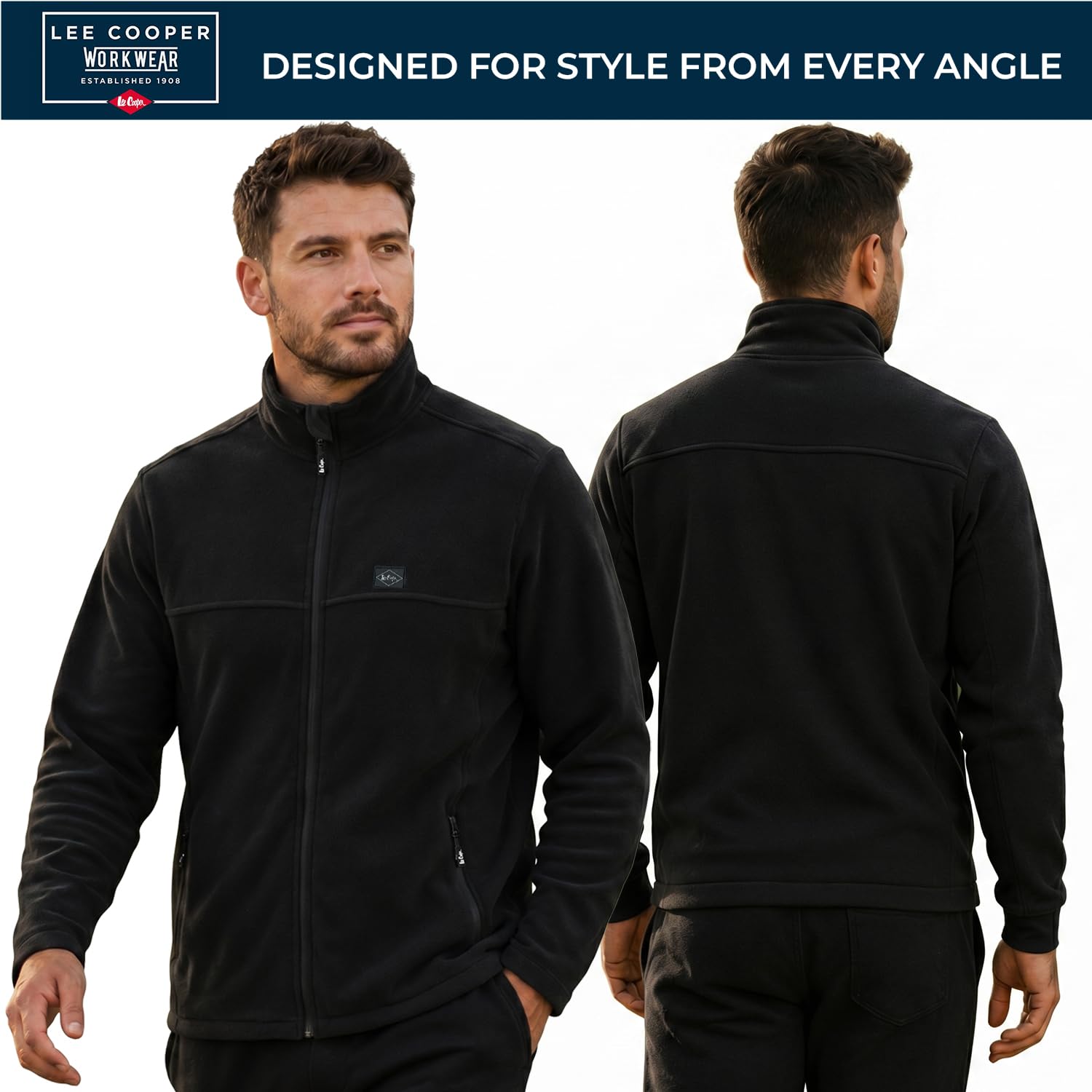 Lee Cooper Suéter Térmico de Forro Polar con Cremallera Completa Pullover Sweater Hombre (Pack de 1)