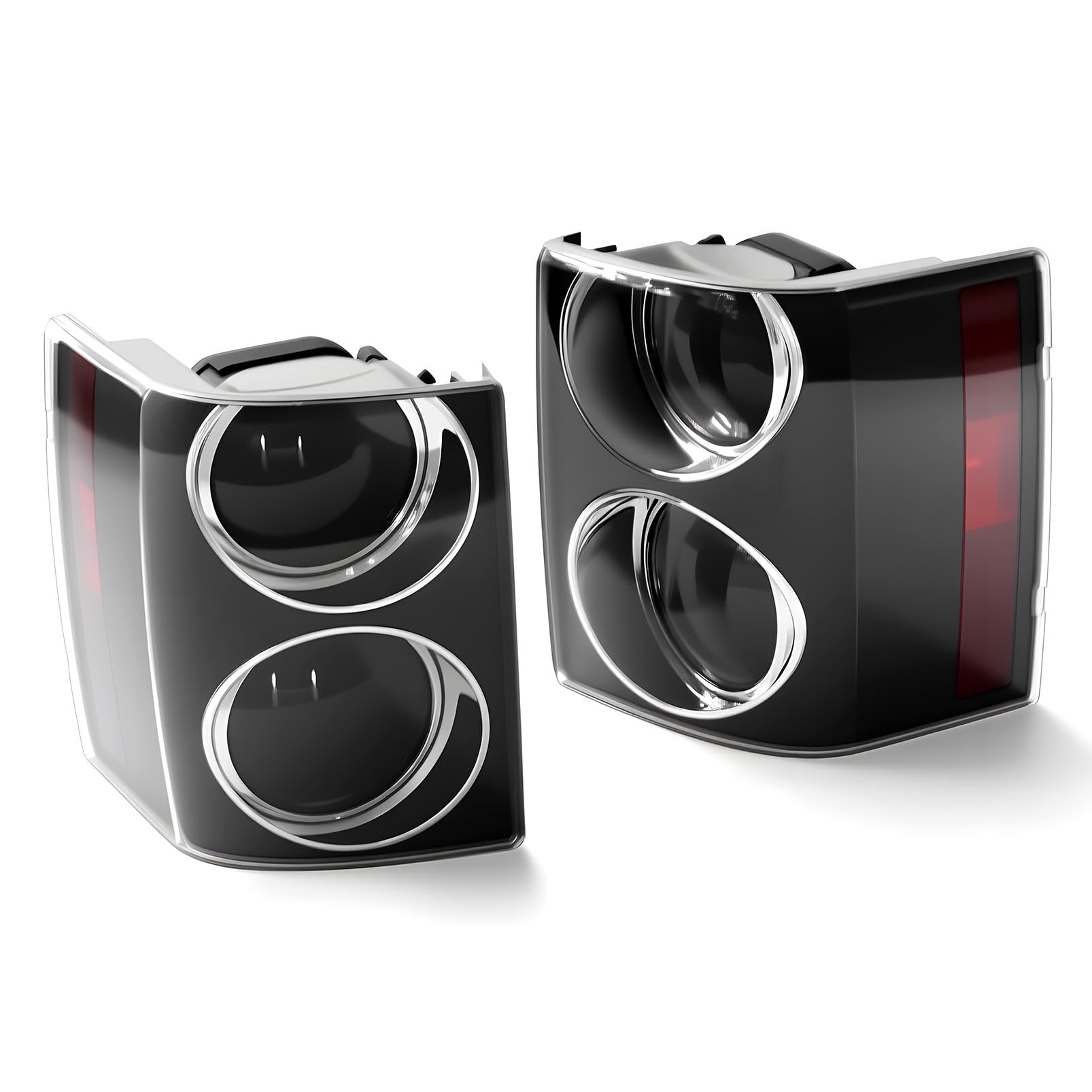 Pair Tail Lights Assembly W/Bulbs Compatible with Range Rover HSE Vogue L322 2002-2009 Black Taillights Rear Brake Lamps XFB500351LPO XFB500341LPO