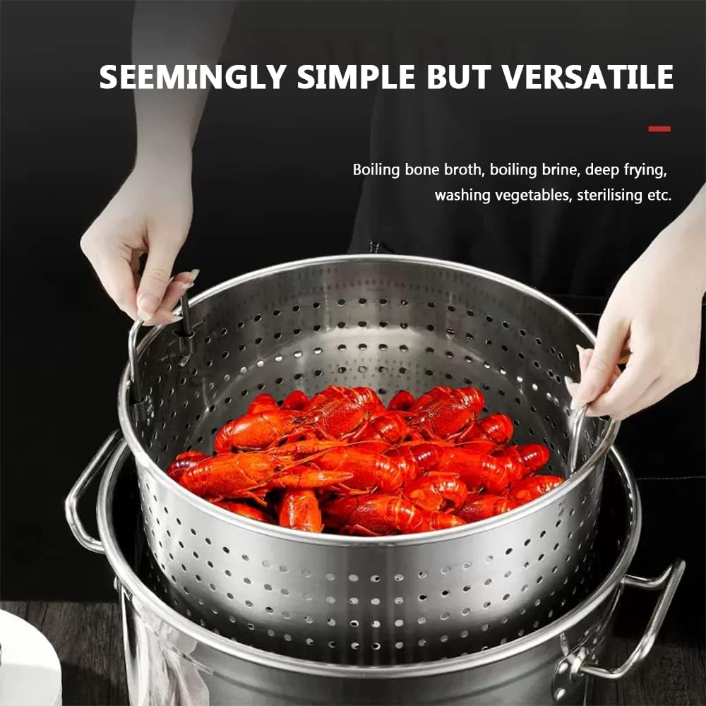 海鮮スープバケツろ過かご、商用多機能ステンレススープバケツ漏れバケツ、厚くふるい油専用バケツ,30cm