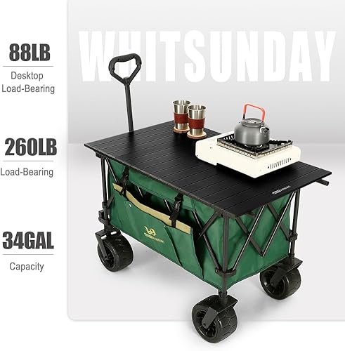 Miniatura 2 de Whitsunday Carrito plegable de gran capacidad, carrito de playa, picnic al aire libre, ruedas todo terreno, carrito de utilidad resistente para
