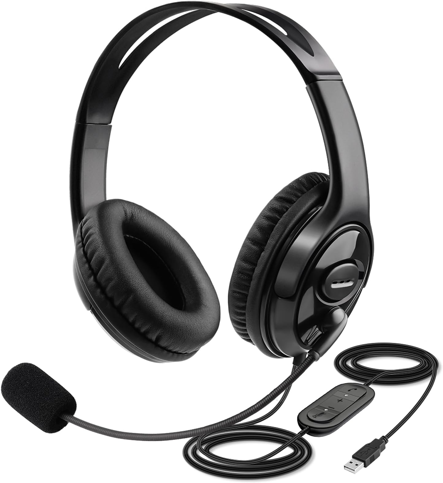 MKJUSB Telephone Headset with Microphone Computer Gaming Headset Noise Cancelling for Skype, Voice Chat, Online Learning etc White