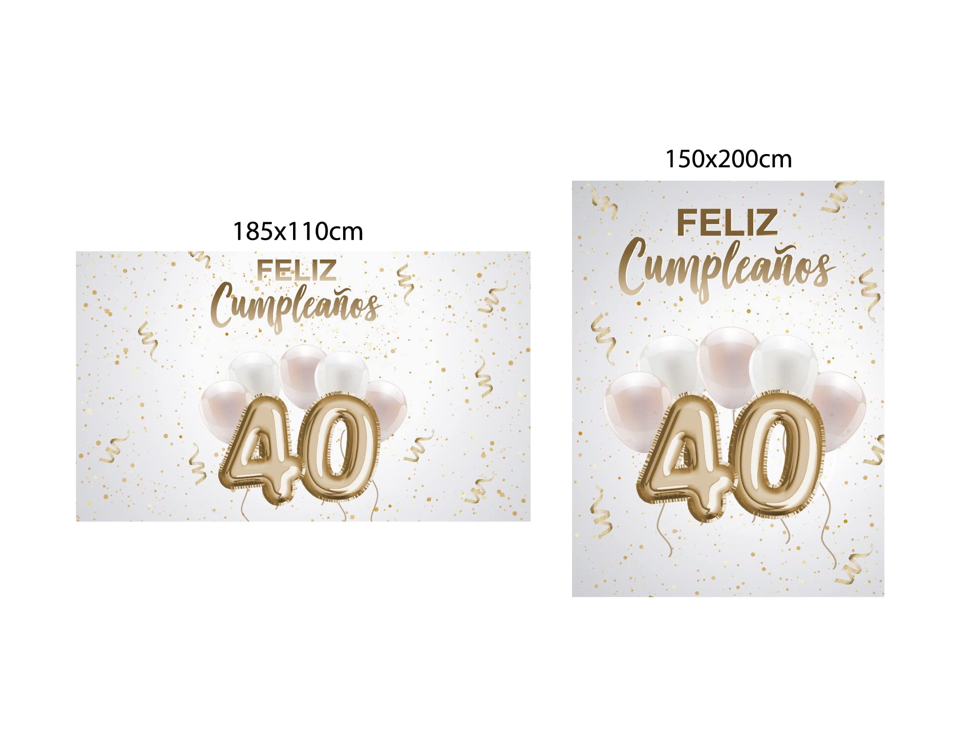 Oedim Photocall en Lona Feliz 40 Cumpleaños Blanco, 150x200cm, Photocall Decorativo para Eventos o Celebraciones puntuales, Photocall Divertido