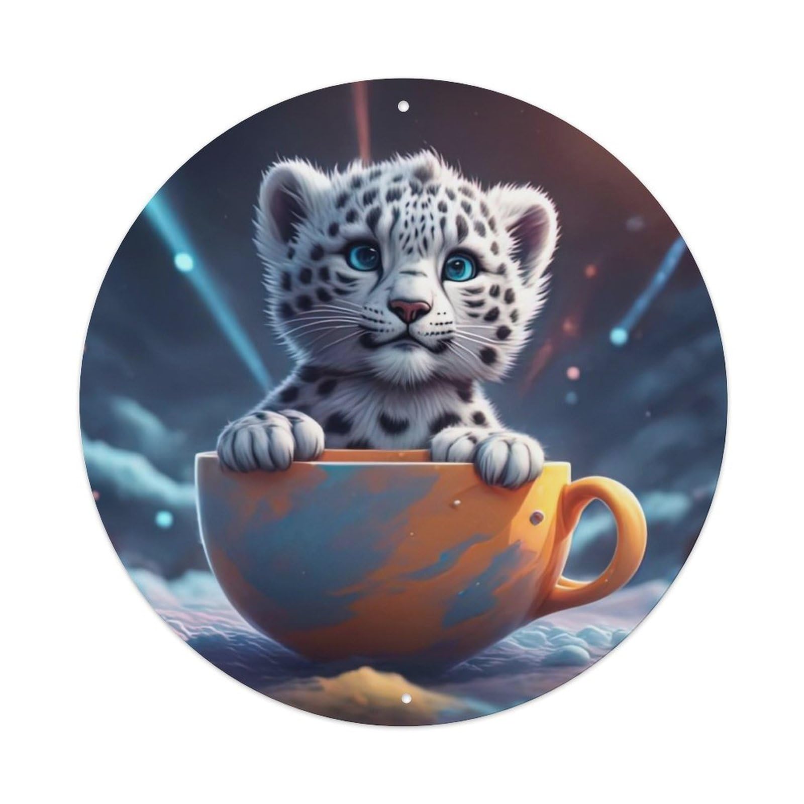 Wildlife Artwork Cute Little Snow Leopard Metal Tin Sign
