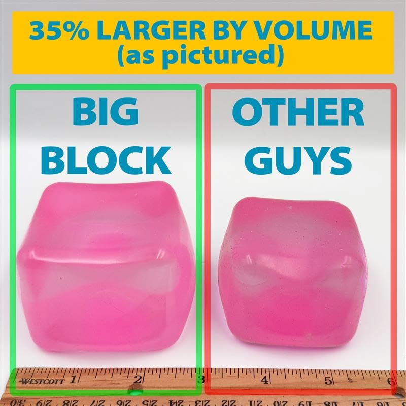 Image of Original Big Block Premium Stress Cube, Pink Squishy Fidget Toy, Adults | Non-toxic ASTM certified, US family-owned, easy replacement, jumbo pink sensory squeeze cube, stress relief