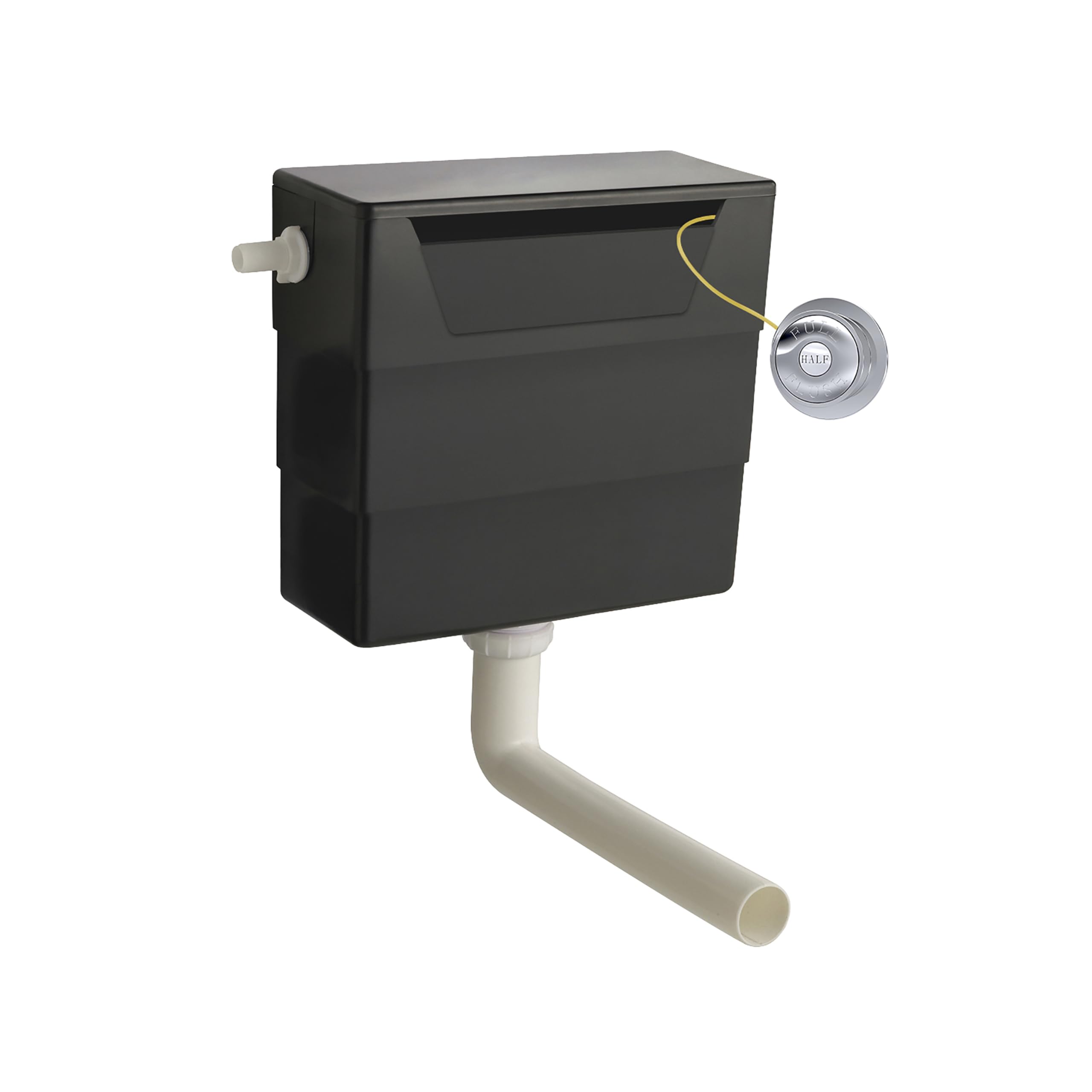 Balterley Silver Concealed Cistern With Dual Flush, Water Saving Side Inlet Concealed Toilet Cistern & Traditional Flush Plate For Back To Wall & Wall Hung Toilets - 303X136x334mm (Chrome/Black)