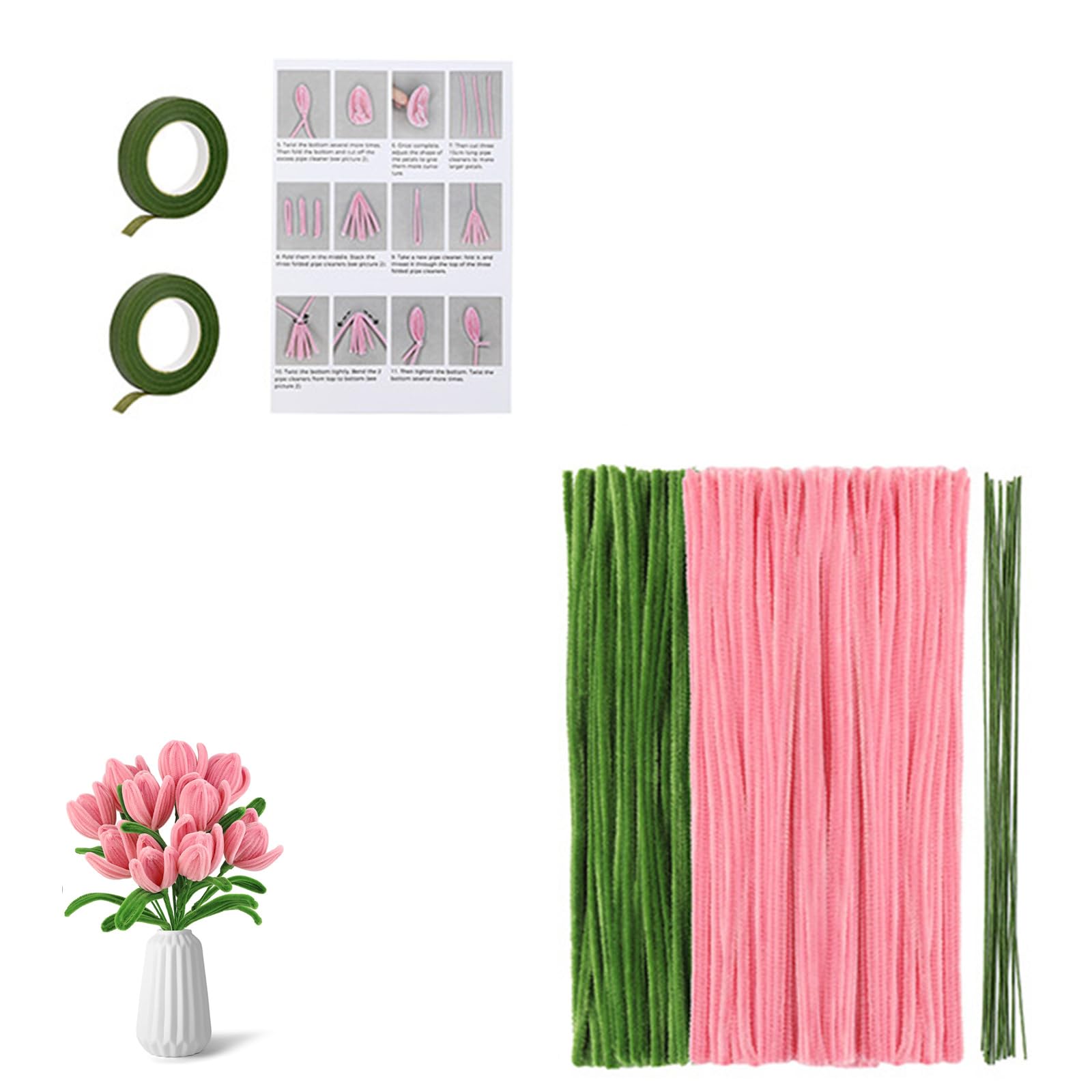 Tsophreniq Tulips/Sunflowers Bouquet Craft Supplies Bendable Wire Stems for Florals Creative Accessory Flower Materials