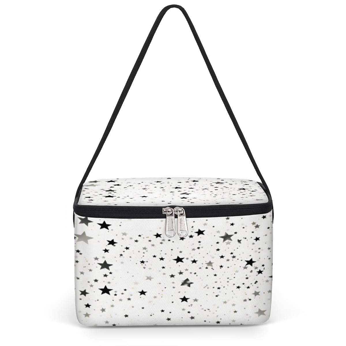 Silver Stars Lunch Bags for Women Men 9 Cans, Hot & Cold Food Delivery Bag Insulated Grocery Bag Insulated Lunch Box Shining Bright Star Cooler Bag for Office Work Picnic Beach