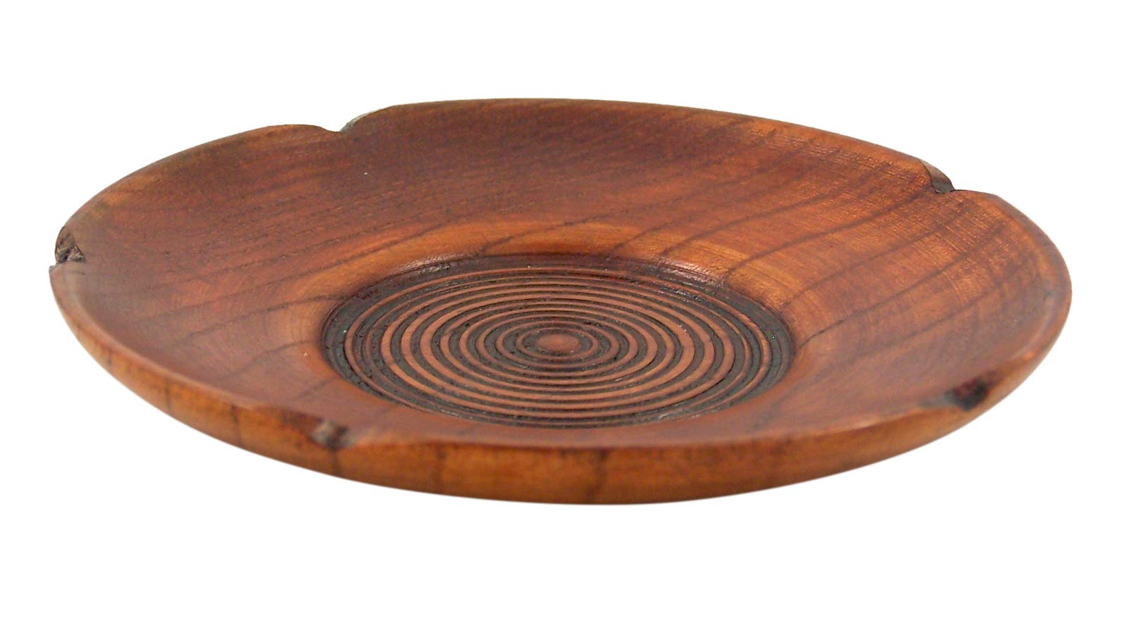 Small Wooden Spiral Design Jewelry Trinket Plate, Jewelry Holder, Room Decor, 4 1/2 Inch