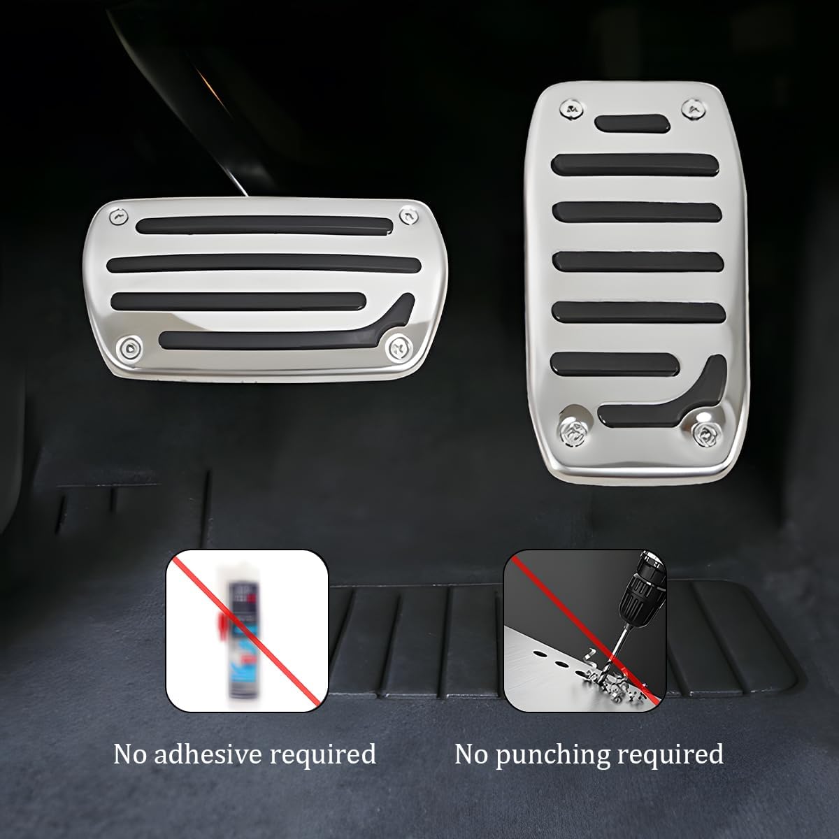2PCS Non-Slip Car Pedal Covers, Automatic Vehicle Gas and Brake Pedals Covers Kit, No Drilling Automotive Transmission Accelerator Clutch Pads Replacement Accessories, Universal Fit