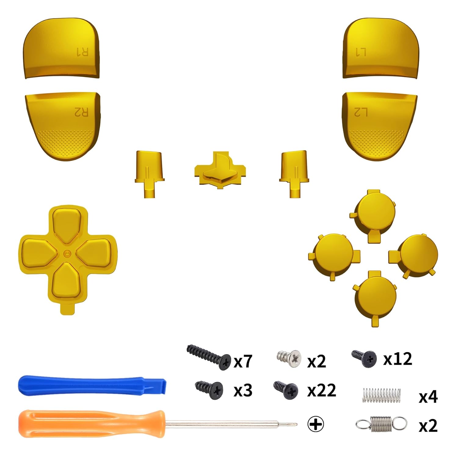 eXtremeRate Replacement Full Set Buttons Compatible with ps5 Edge Controller, Chrome Gold D-pad Share Options Home Face Buttons R1 L1 R2 L2 Triggers Compatible with ps5 Edge Controller - Image 2
