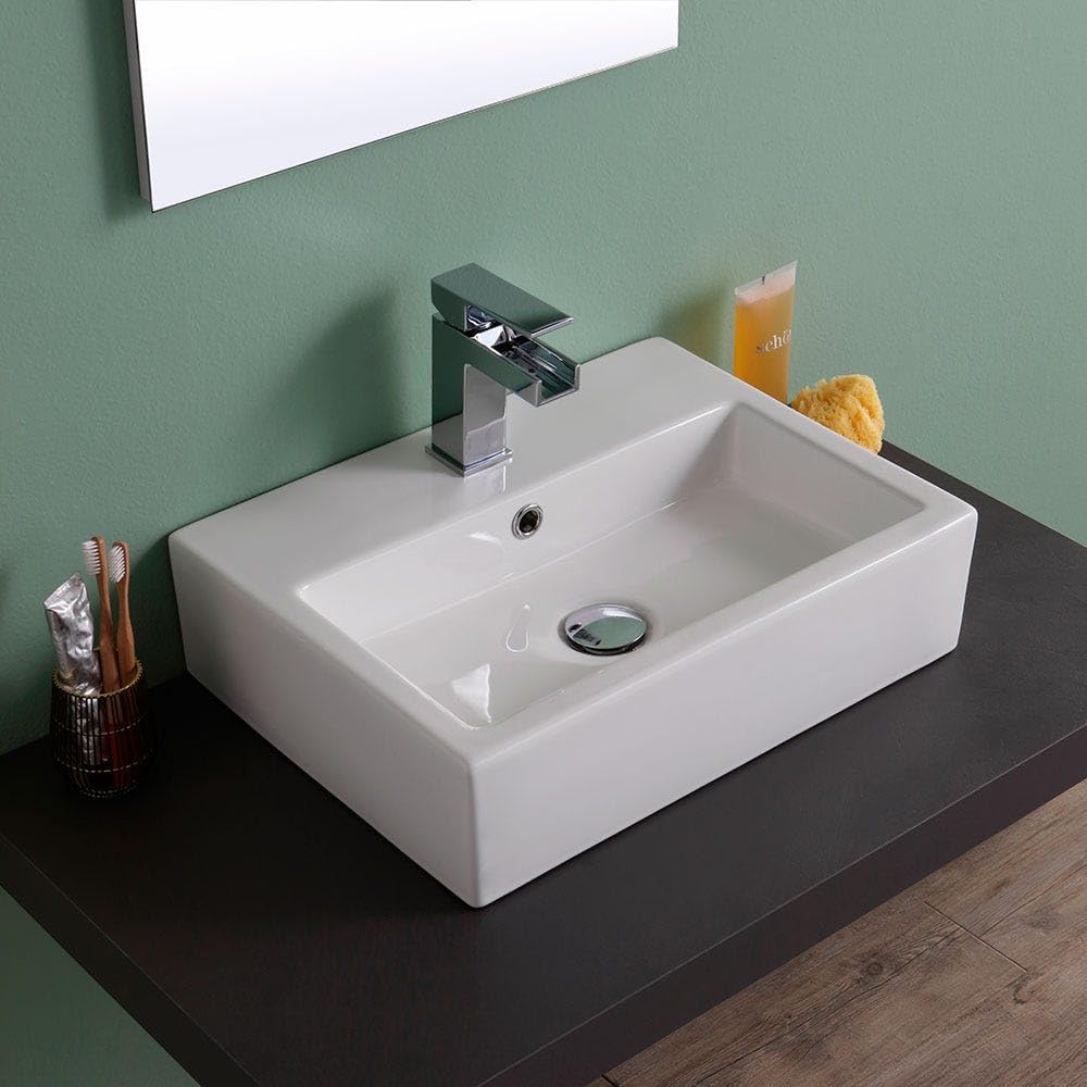 Kiamami Valentina - Lavabo da appoggio rettangolare in ceramica