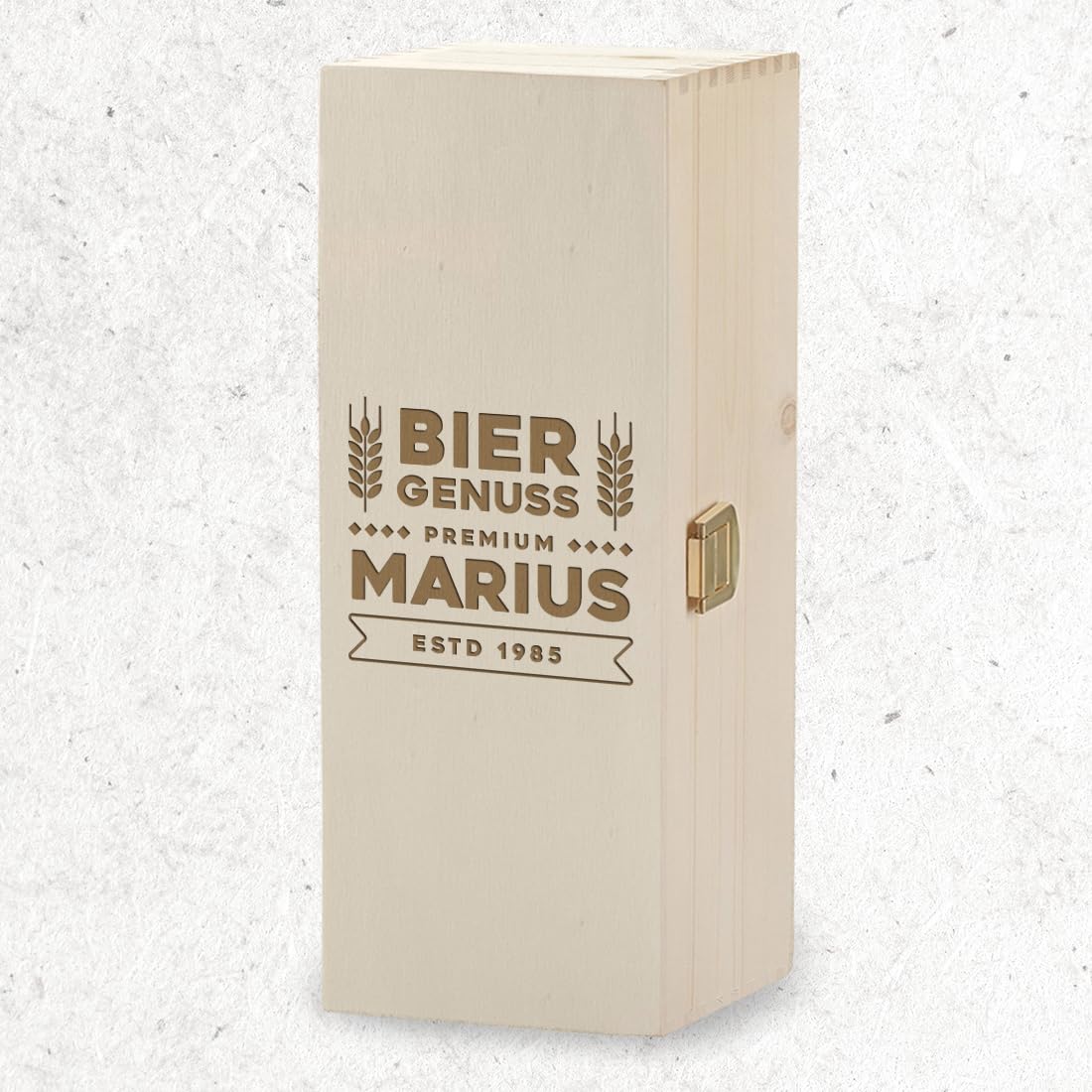 polar-effekt 2-TLG Bier-Set Bierkrug 500ml Holzkiste mit Gravur - Männergeschenk zum Geburtstag - Vatertagsgeschenk für Männer - mit Namen veredelt - Geschenk für Papa