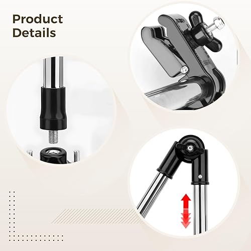 Miniatura 3 de Homaisson Soporte de paraguas de liberación rápida para bicicleta, tipo B, plegable negro, ajustable de 360 + 180, incluye llave, ideal para