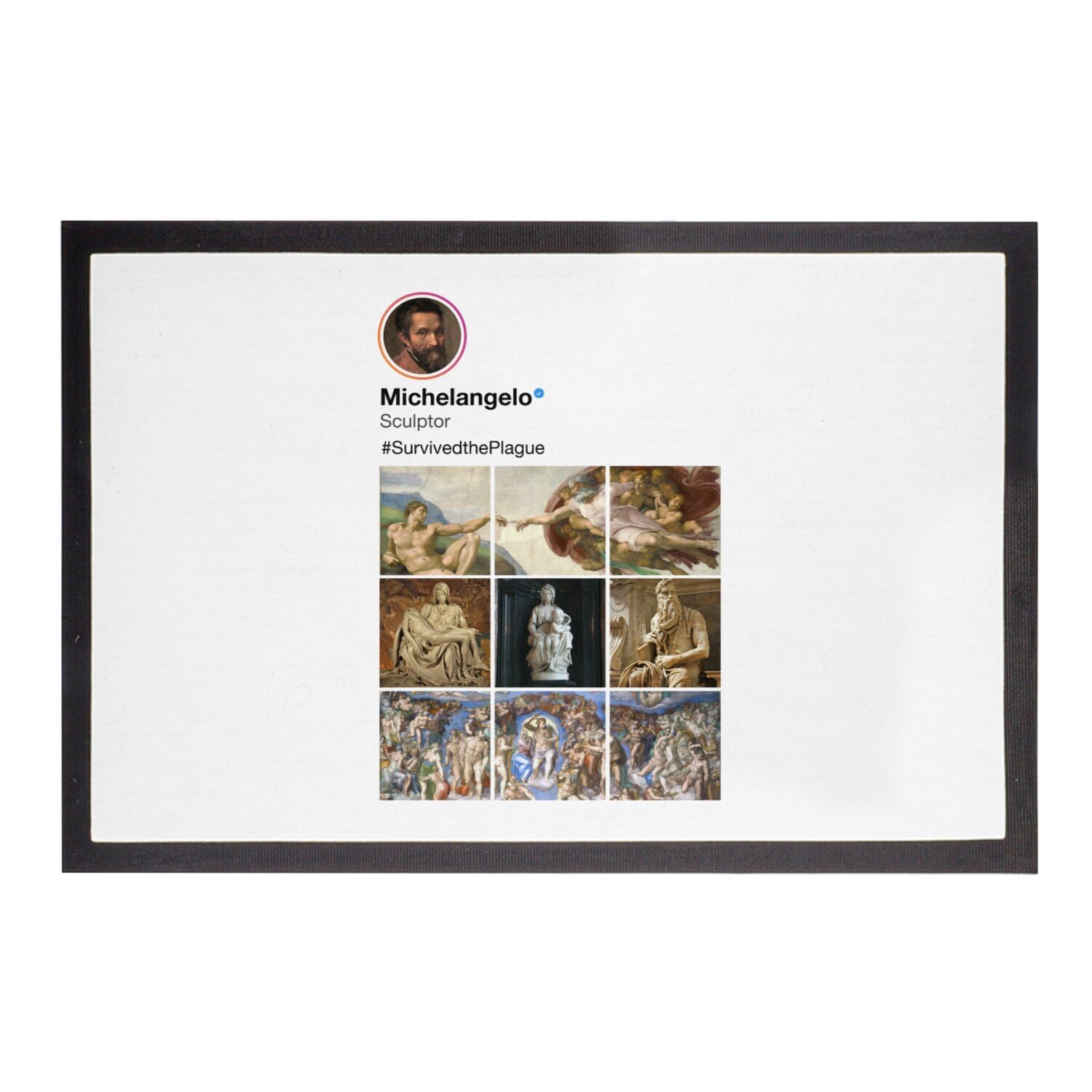 Paillasson Blanc Michel-Ange Réseaux Sociaux Tapis Entrée Vatican 60x40cm