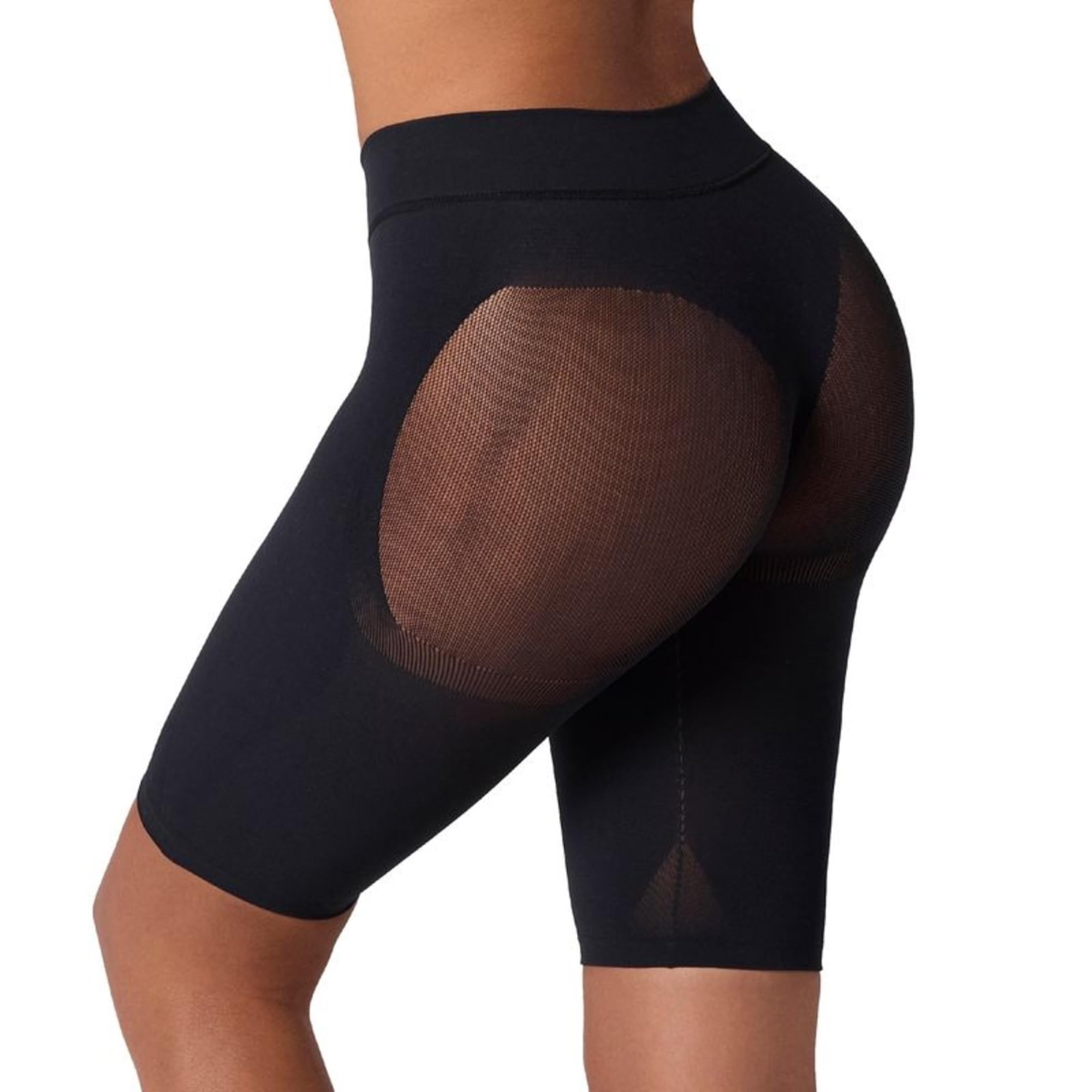 Leonisa High Waisted Tummy Control Butt Lifting Shapewear Shorts For Women, Black, L-x-L