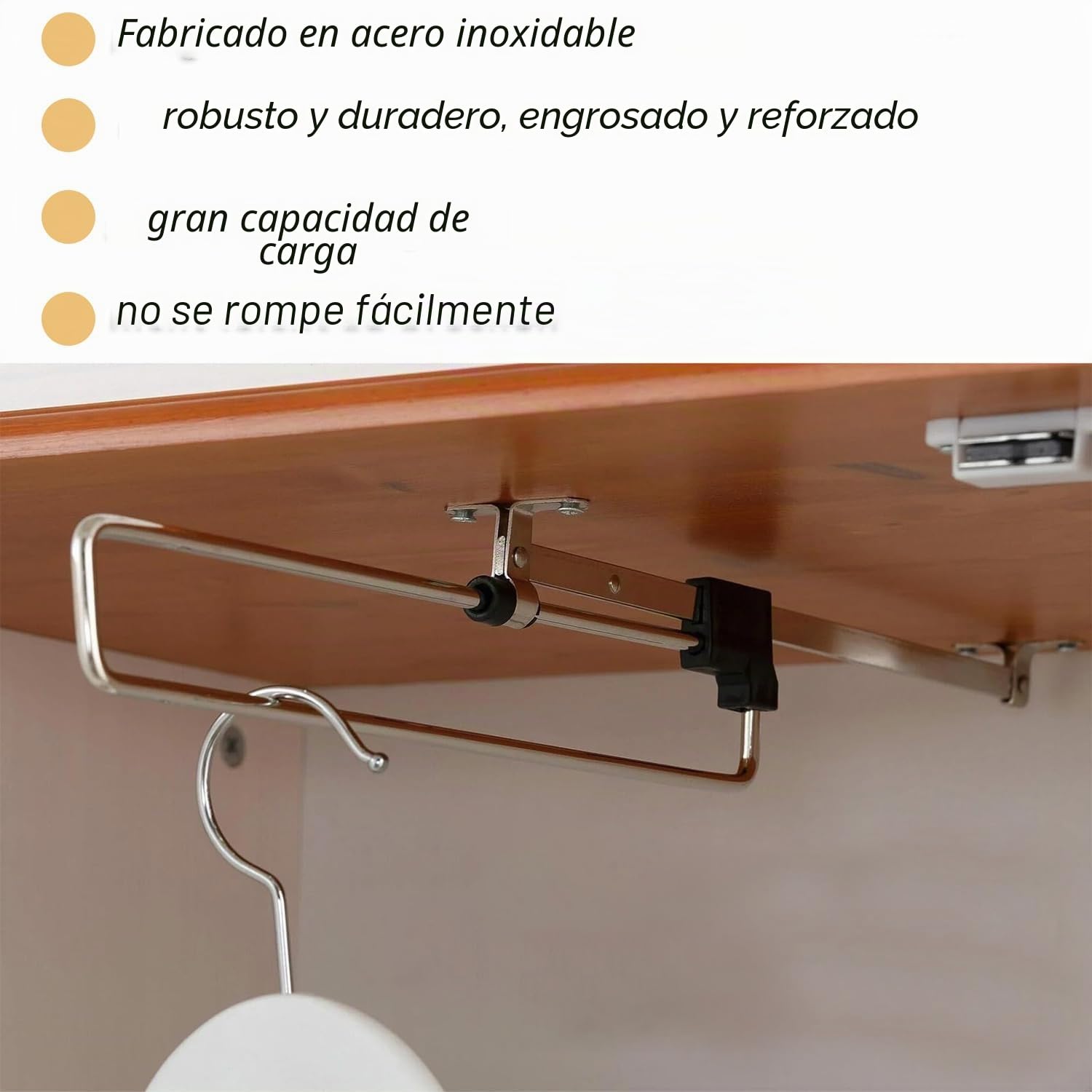 Barra para Ropa Extensible, 2 piezas Percha Retráctil, Barra para Ropa de 25 cm, Cajón de Percha Retráctil, Barra para Armario de Acero Inoxidable, con Tornillos, Plateado