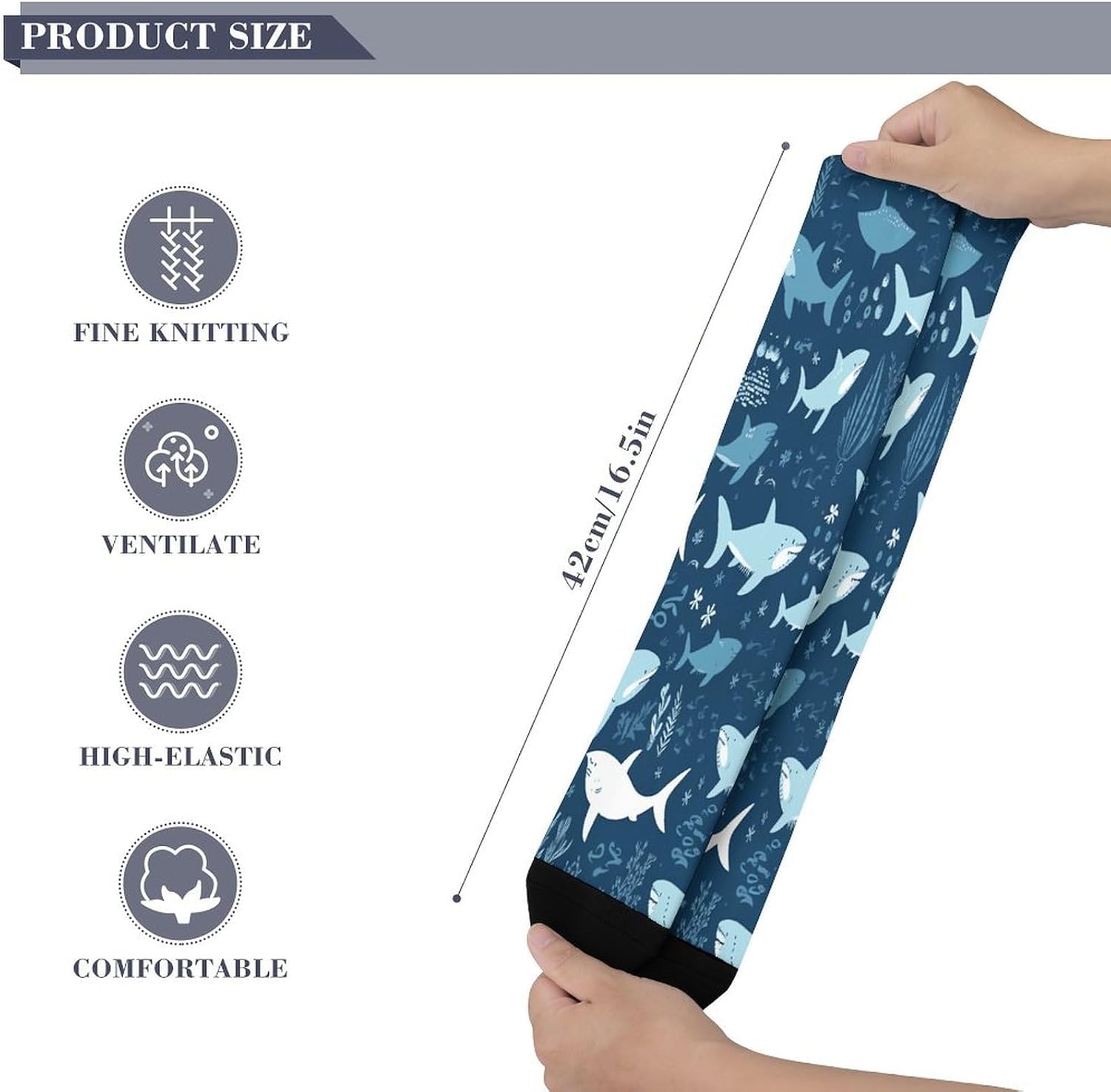 Sharksm Compression Sock Circulation Support Socks Lightweight Knee High Tube Sock Over-The-Calf Sock for Adult