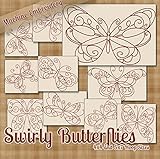 Swirly Butterflies Redwork Embroidery Machine Designs on CD - 10 Fanciful Patterns - 2 Sizes Each - PES JEF EXP XXX VIP HUS DST