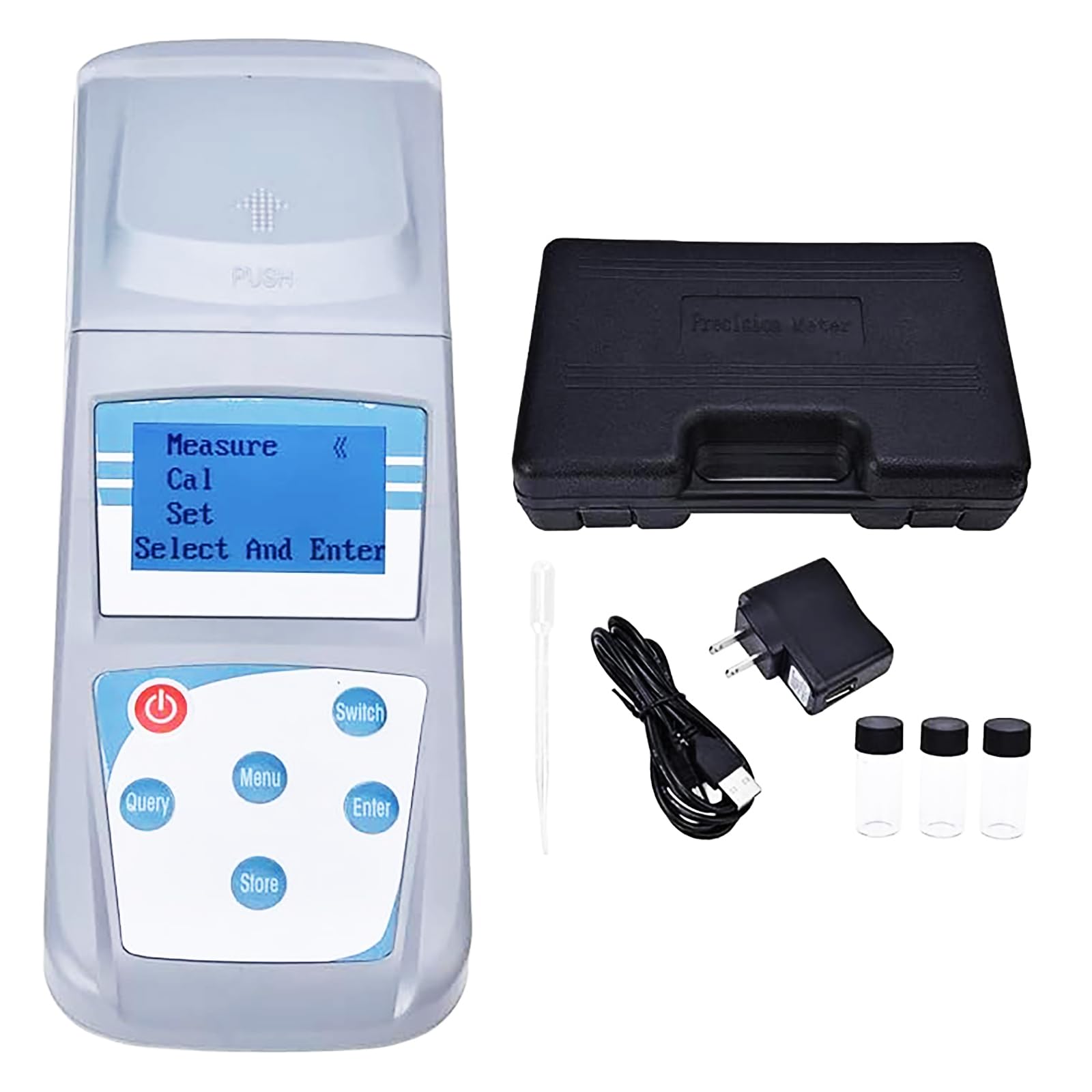 Medidor Digital de Turbidez, Kit Portátil de Turbidímetro + Botellas de Medición de Muestras + Maletín + Pajita de Muestreo, Precisión 0.1, Rango 0~200 NTU