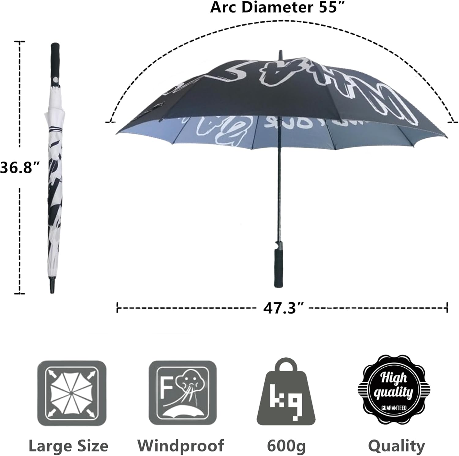 Custom Full Printing Umbrellas, Customized Logo Golf Umbrellas 55-Inch Windproof Auto Open Large Personalized Umbrella with Photo or Design for Gifts & Daily Use