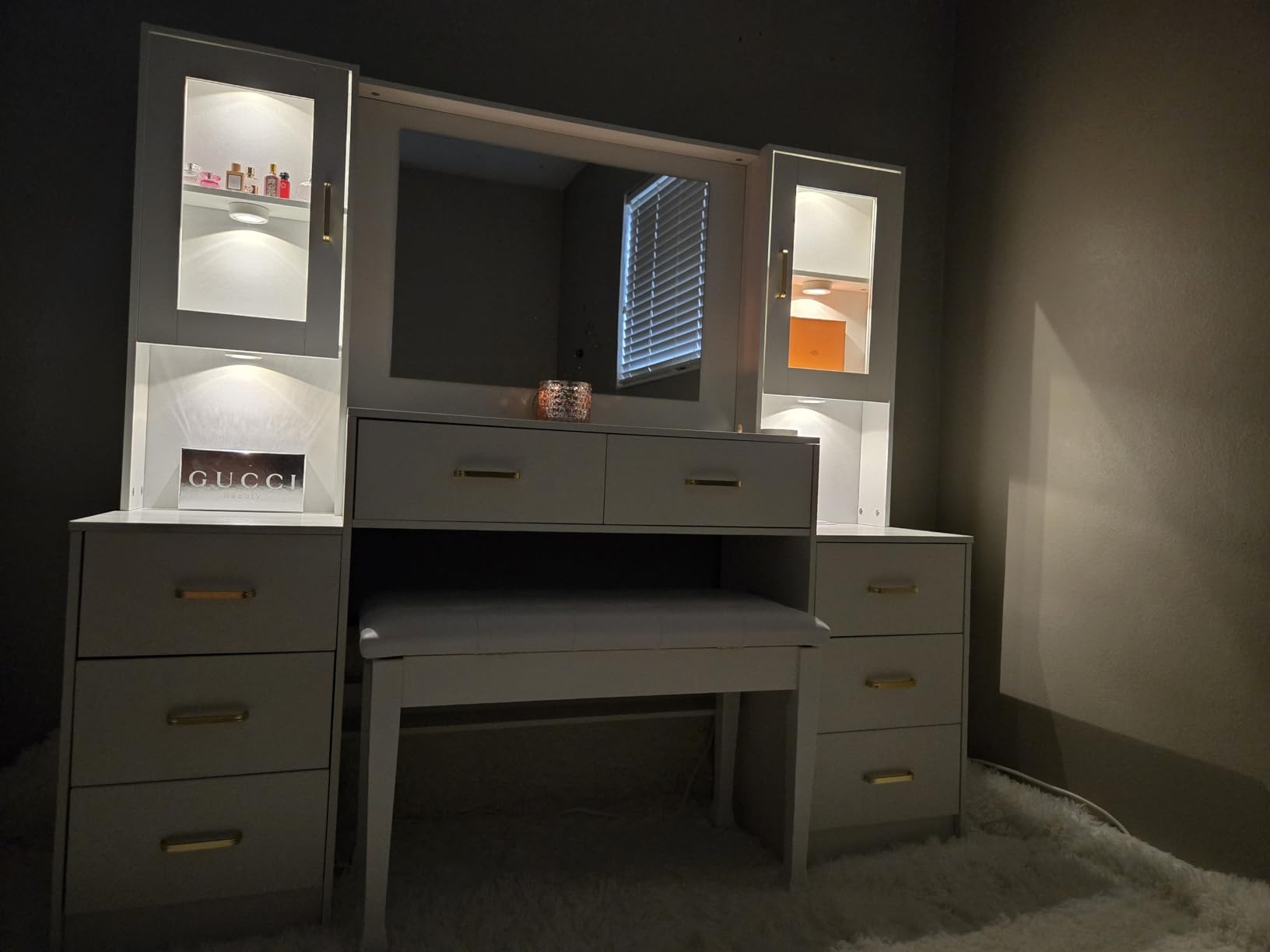 White Vanity Table with Drawer Dresser, Farmhouse Dominican Republic | Ubuy