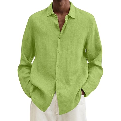 Long Sleeve Linen Shirt Men Cotton Button Down Casual Dress Shirts Plus Size Summer Beach Hippie Weddind Blouse Tees