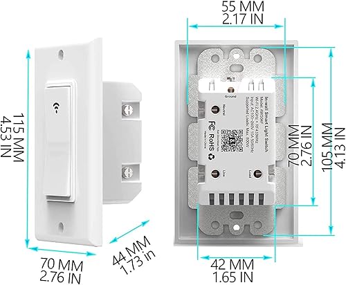Miniatura 6 de Interruptor de luz WiFi, interruptor inteligente inalámbrico con control remoto Alexa, interruptor eléctrico Avatar Controls para el hogar