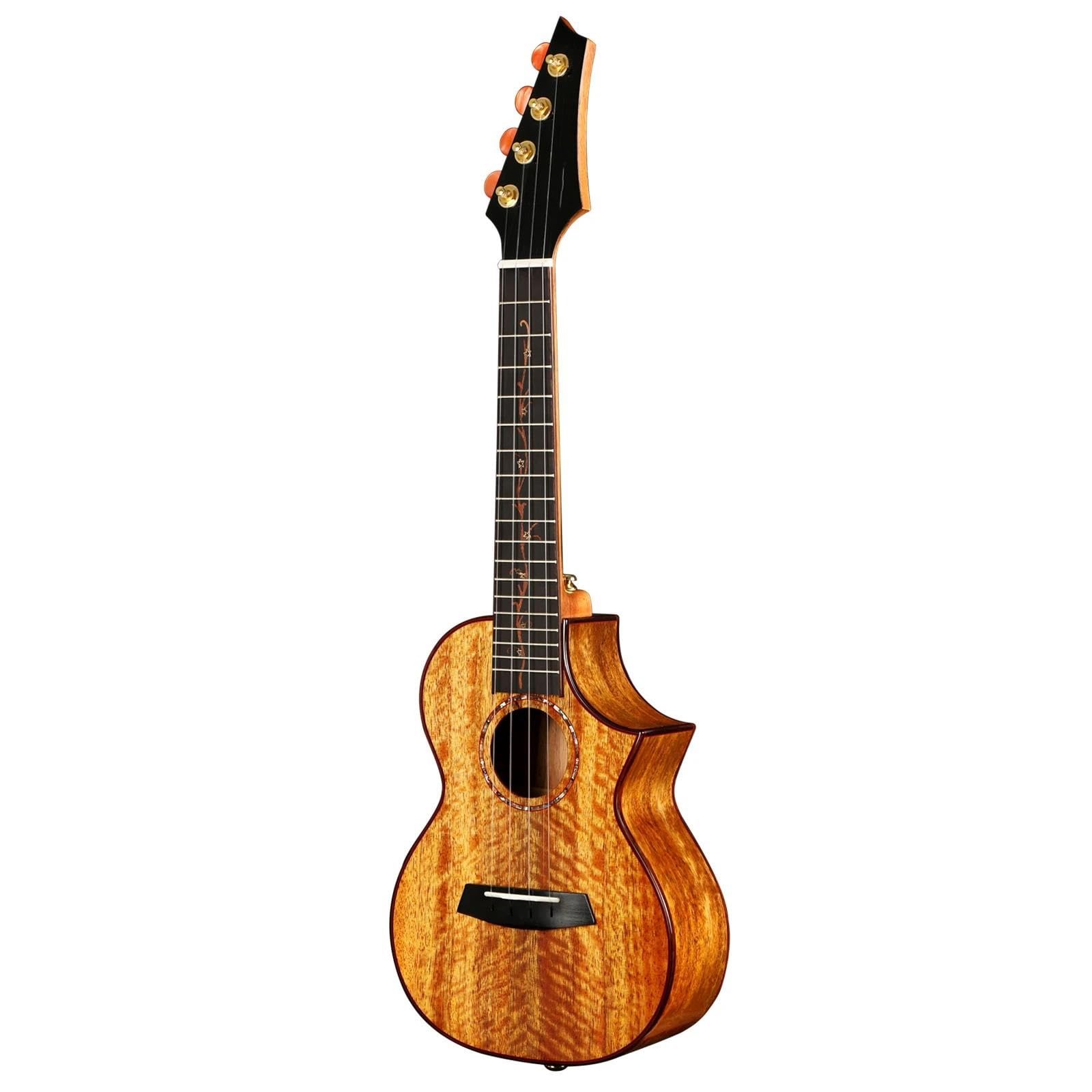 Ukulele Concert/Tenor Ukulele Solid Mango Wood High Gloss Finish With Gig Bag Strap Electric Ukulele(A,23inch)
