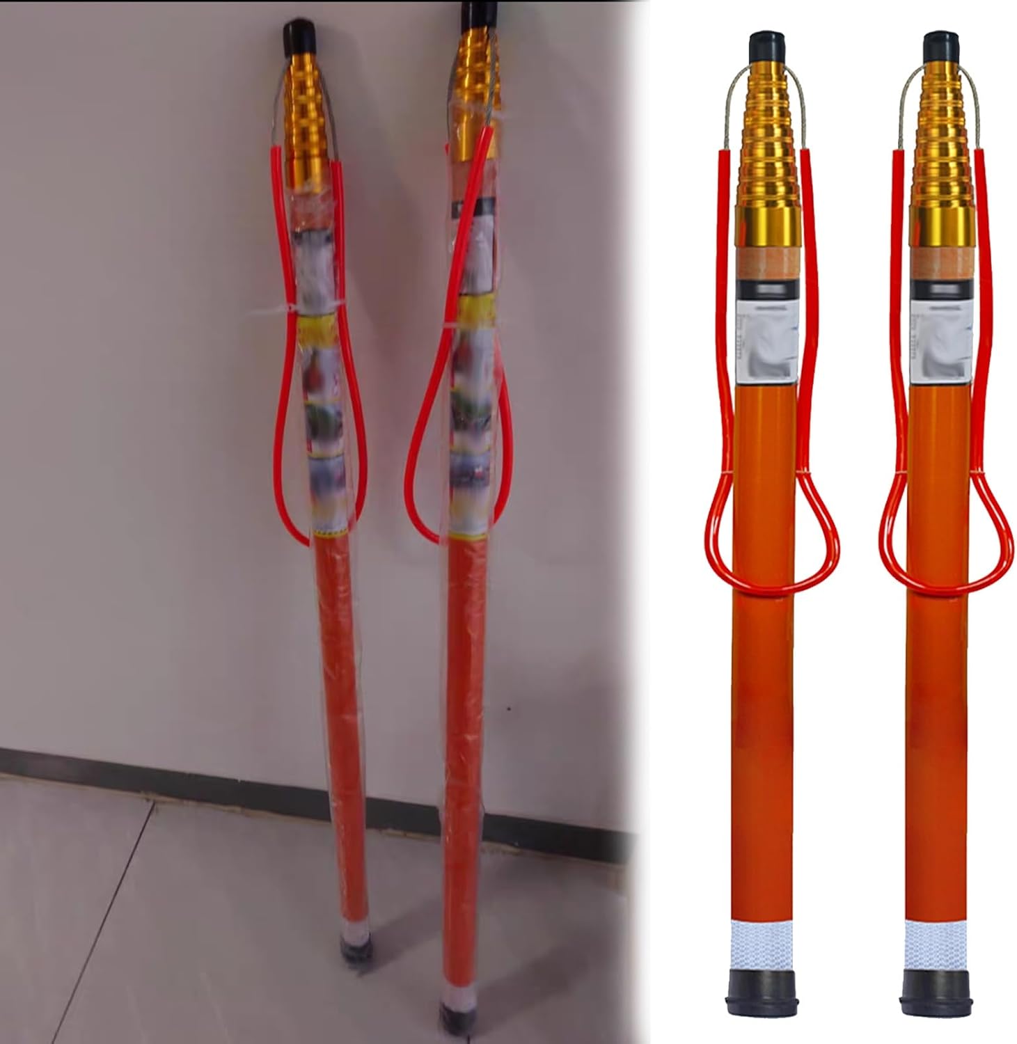 2 Pack 32FT Extra-Long Rescue Life Pole with Luminous Reflective Strips, Water Rescue Equipment for Pools, Yachts & Lakes - Ideal Swimming Saving Pole (6.5m / 21' 3")