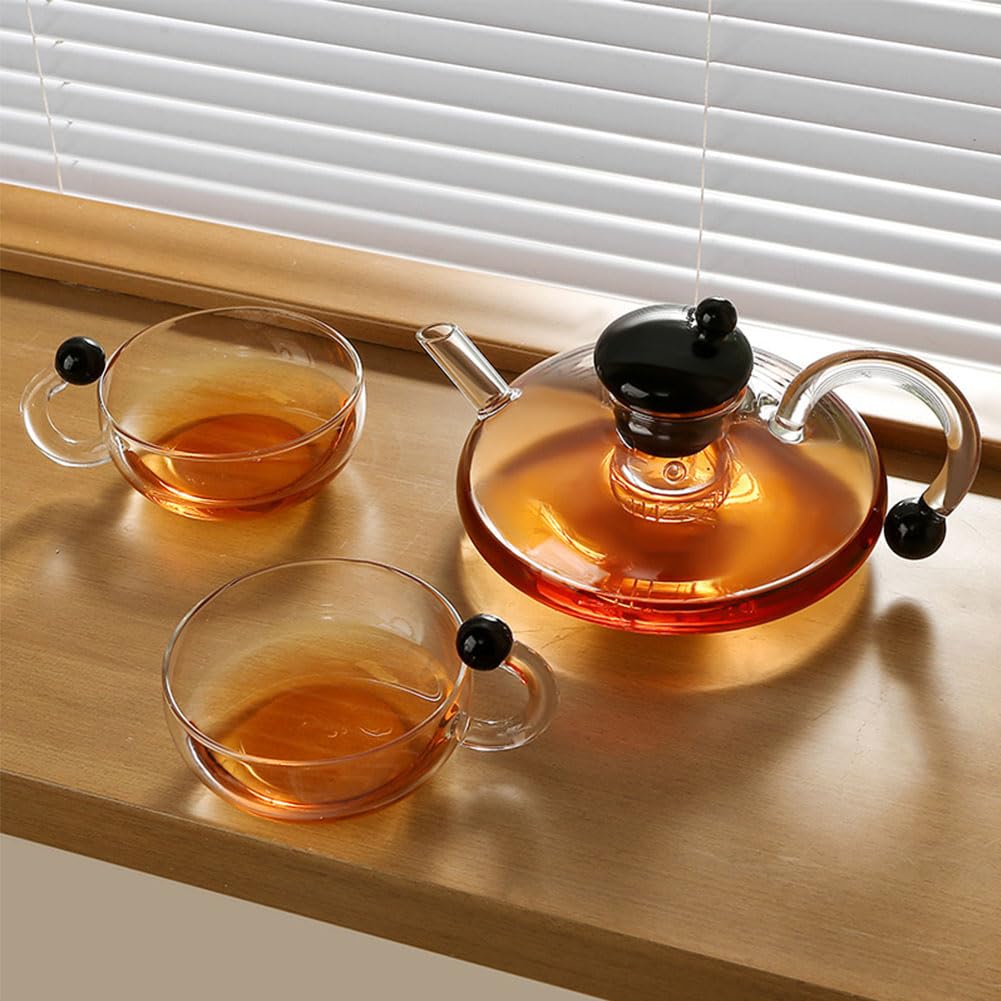 Zestaw do parzenia herbaty ze szkła filtracyjnego, wysokiej jakości, odporny na ciepło szklany czajniczek do herbaty i kawy(Transparent*2 Cup)
