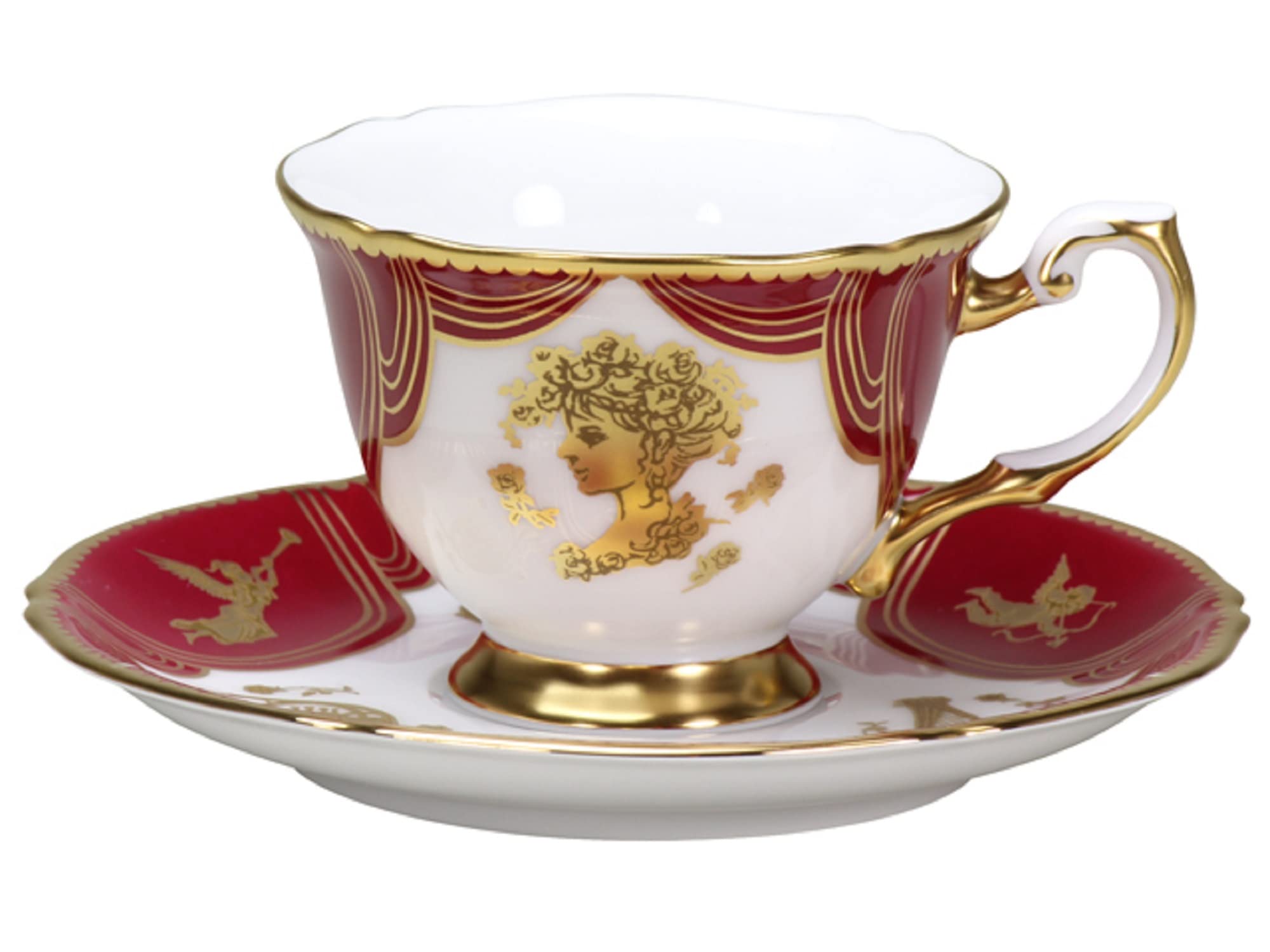 デミタスカップ＆ソーサー　手描き　黒人の少女たち　金彩　刻印なし 大倉陶園 ジョセフィーヌ 黒蒔き デミタス カップ&ソーサー 色