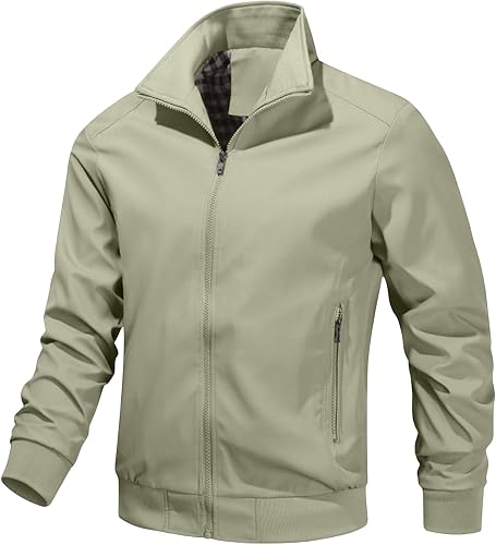ASUIU Mens Bomber Jacket Waterproof Men Lightweight Jacket L