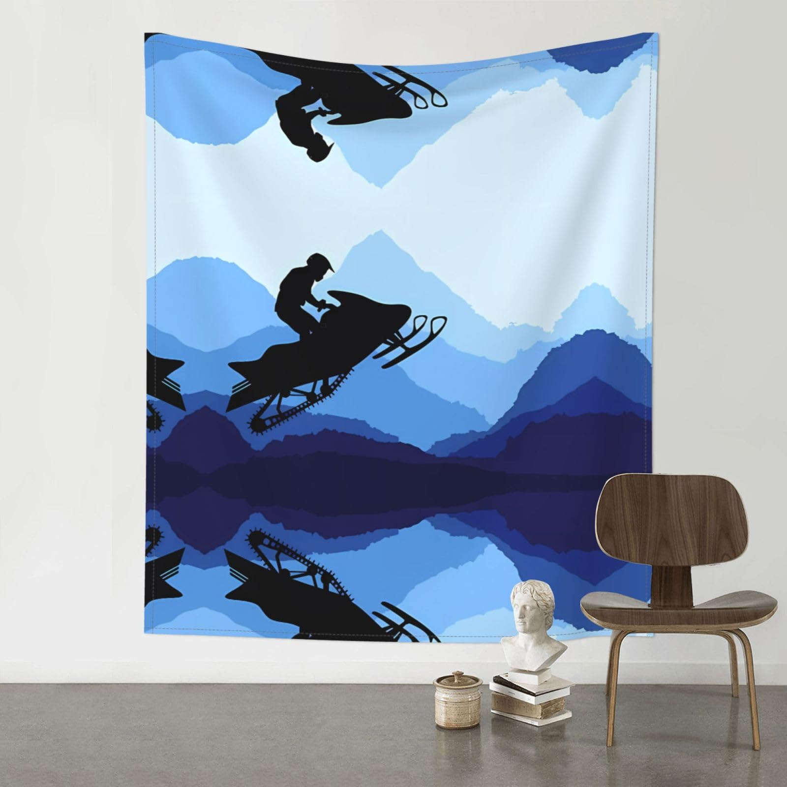 YYHWHJDE Snowmobile Prints 60x51in Wall Tapestry – High-Grade Polyester Throw for Dorm, Beach & Home Decor