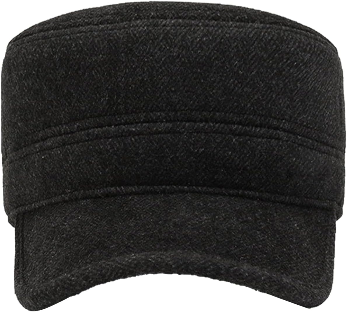 Men's Winter Baseball Cap with Ear Flaps Adjustable Cabbie Hat Wool Flat Top Newsboy Dad Hat for Outdoor Golf Hunting - Image 3