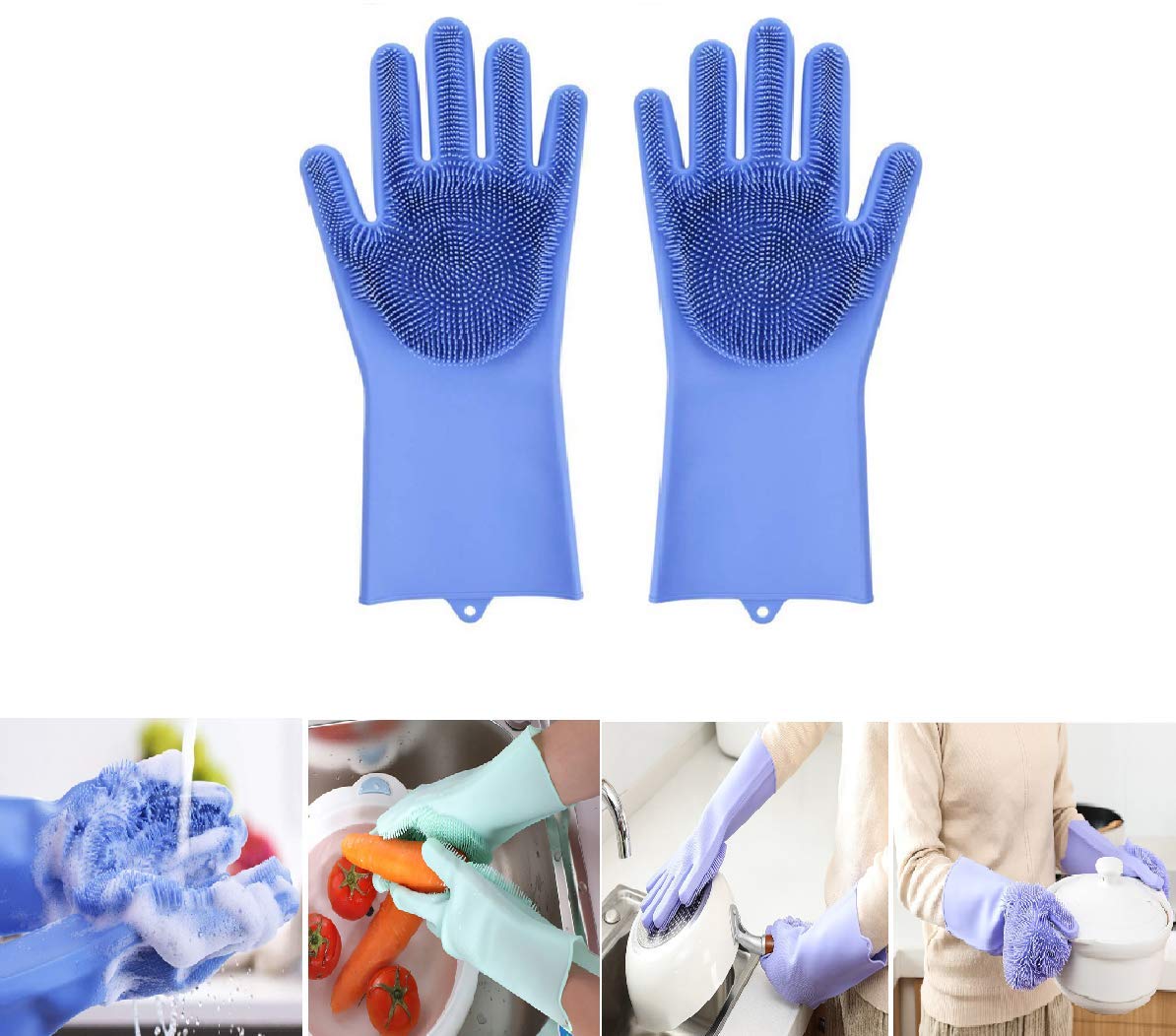 HSA Set of A Pair Magic Silicone Gloves Wash Scrubber Gloves Reusable