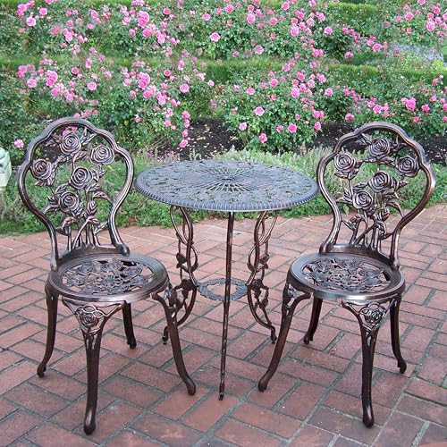 Image of Oakland Living 3-Piece Rose Bistro Set with 23.5-Inch Cast aluminum Top Table