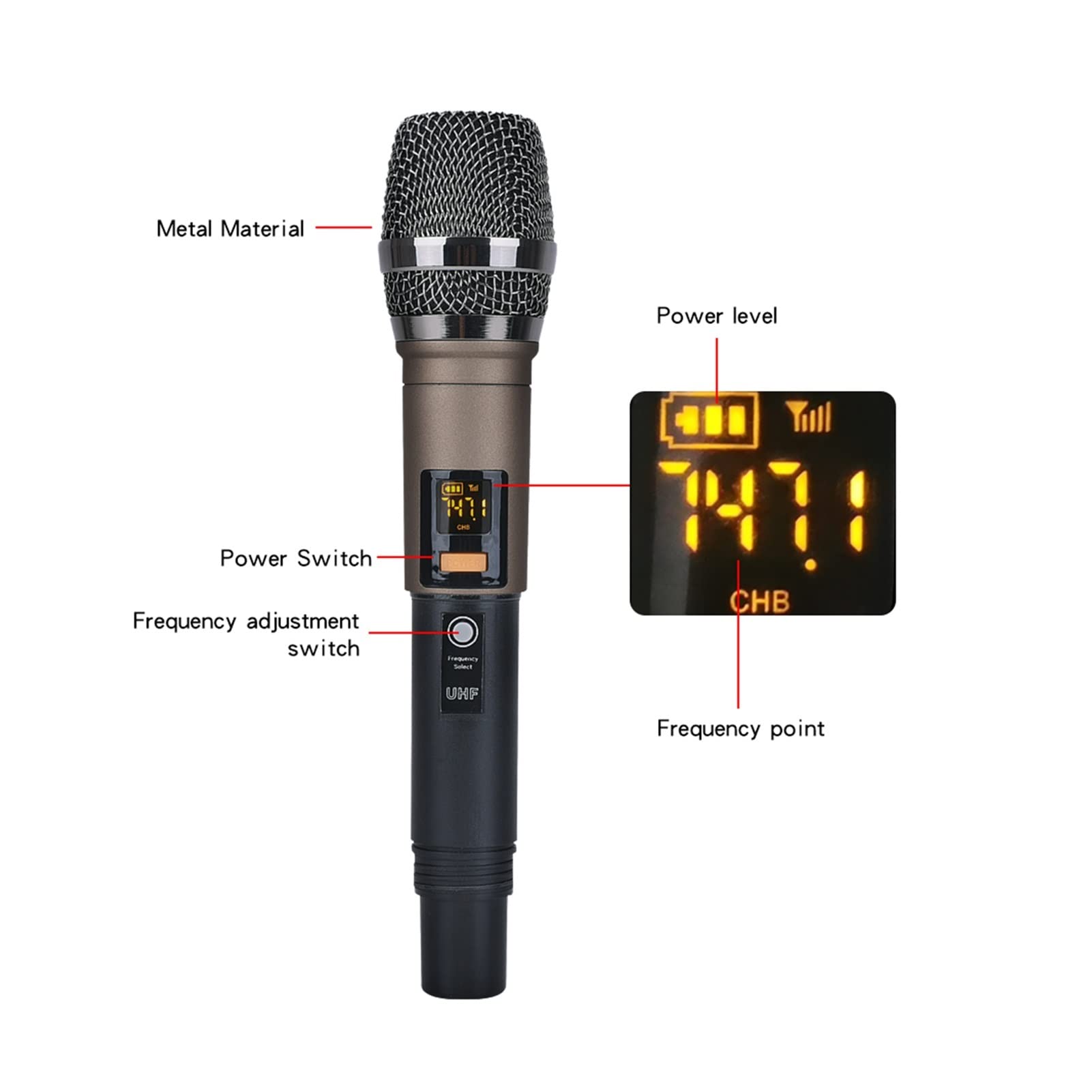 Kontroler miksera DJ Mieszanie audio z UHF Bezprzewodowy mikrofon 4 -kanałowy Mikser stereo konsola Bluetooth USB dla DJ Karaoke PC Nagrywać do streamingu/podcastów/gier, telefonu, komputera