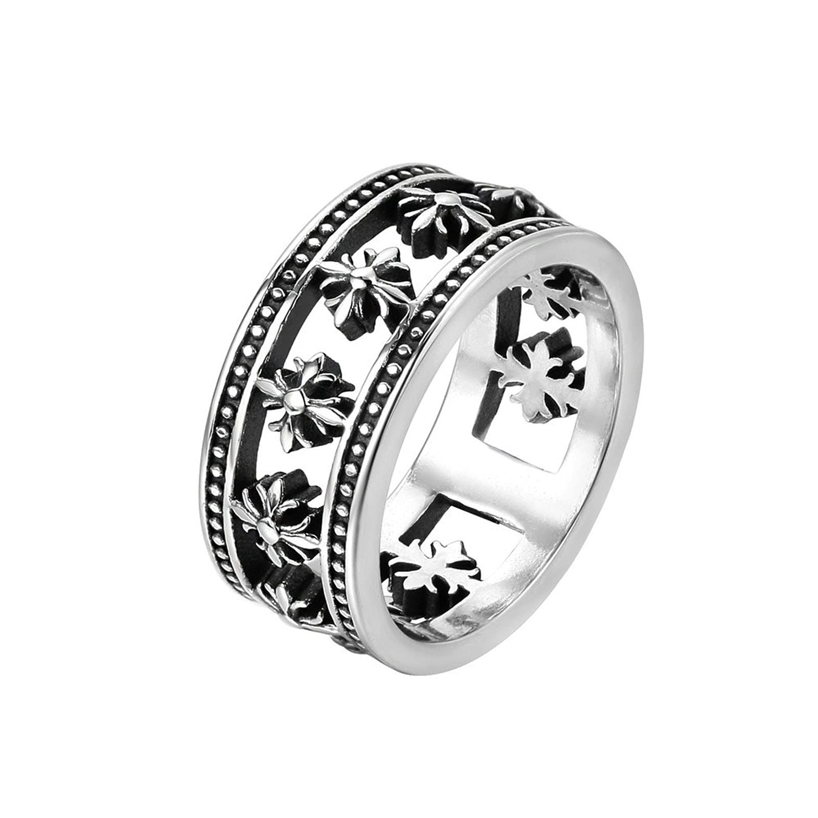 Bague homme acier titane croix rétro chevalière personnalisée