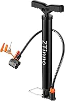 ZTinno Portable Floor Bike Pump - Dual Presta & Schrader Valves, Ball Needles, Compact Bicycle Tire Inflator for Bikes, Balls & Inflatables